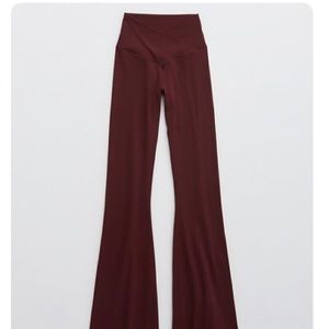 Burgundy OFFLINE by Aerie Real Me High Waisted Crossover Flare Leggings